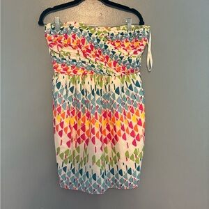 Shoshanna Silk Sweetheart Colorful Mini Dress